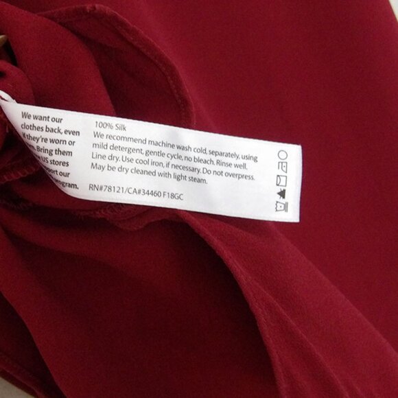 Eileen Fisher 100% Silk Ruched Sleeve Shift Dress In Dark Tulip S Burgundy $378 - Picture 9 of 15